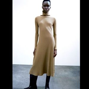 NWOT Zara Taupe Gray Ribbed Dress